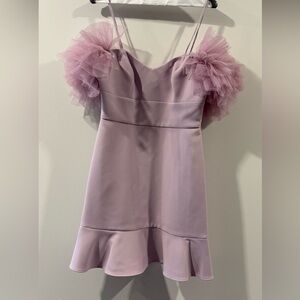 BCBG Lavender Tulle Sleeve Dress